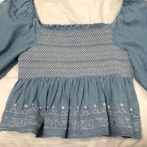 This is a long sleeve blue shirt, purchased from American Eagle, size medium